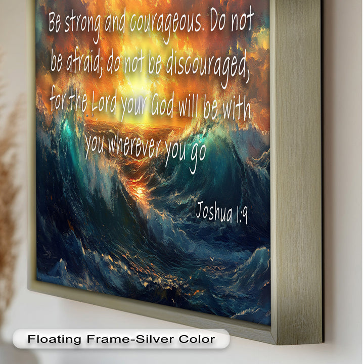 Joshua 1:9 – Courage & Strength Bible Verse Oil Painting