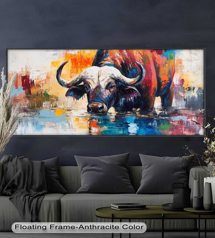 Water Buffalo at River’s Edge – Oil Painting