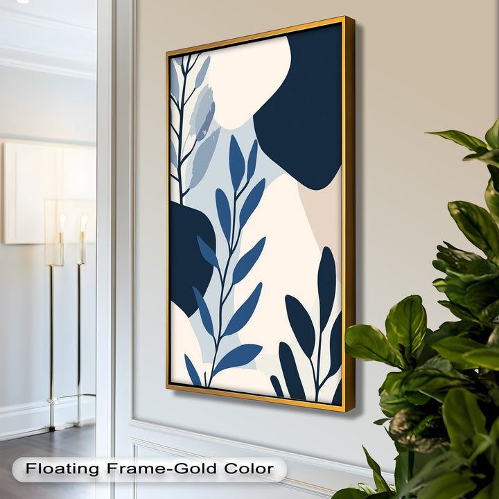 Indigo Serenity – Minimalist Botanical Oil Painting