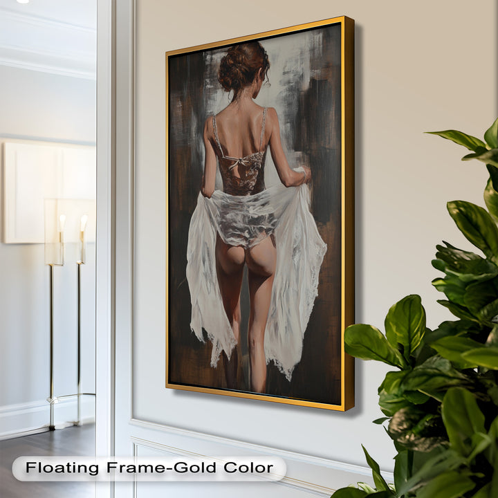 Soft Steps in Lace – Romantic Figurative Nude Oil Painting