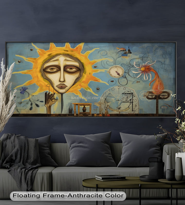 Solar Mindscape – Surreales Sonnengesicht-Ölgemälde von Picasso