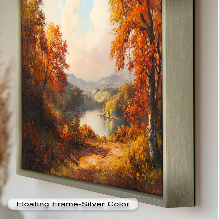 Golden Horizon – Ölgemälde mit herbstlichem Flussblick