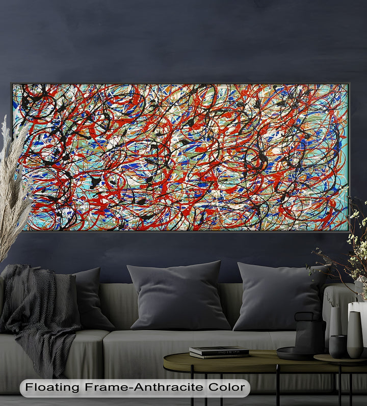 Energetic Action Painting Wall Art – Abstract Oil Painting
