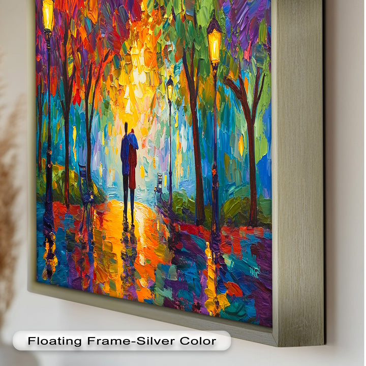Autumn Radiance – Lovers Under the Colorful Canopy Love Oil Painting