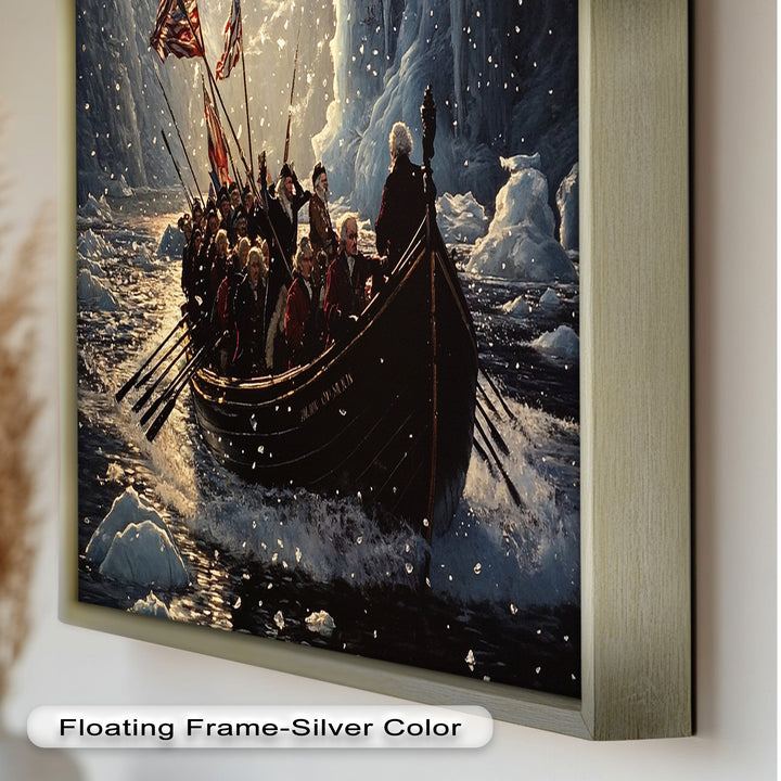Crossing the Ice – Patriotic Revolutionary Boat Oil Painting