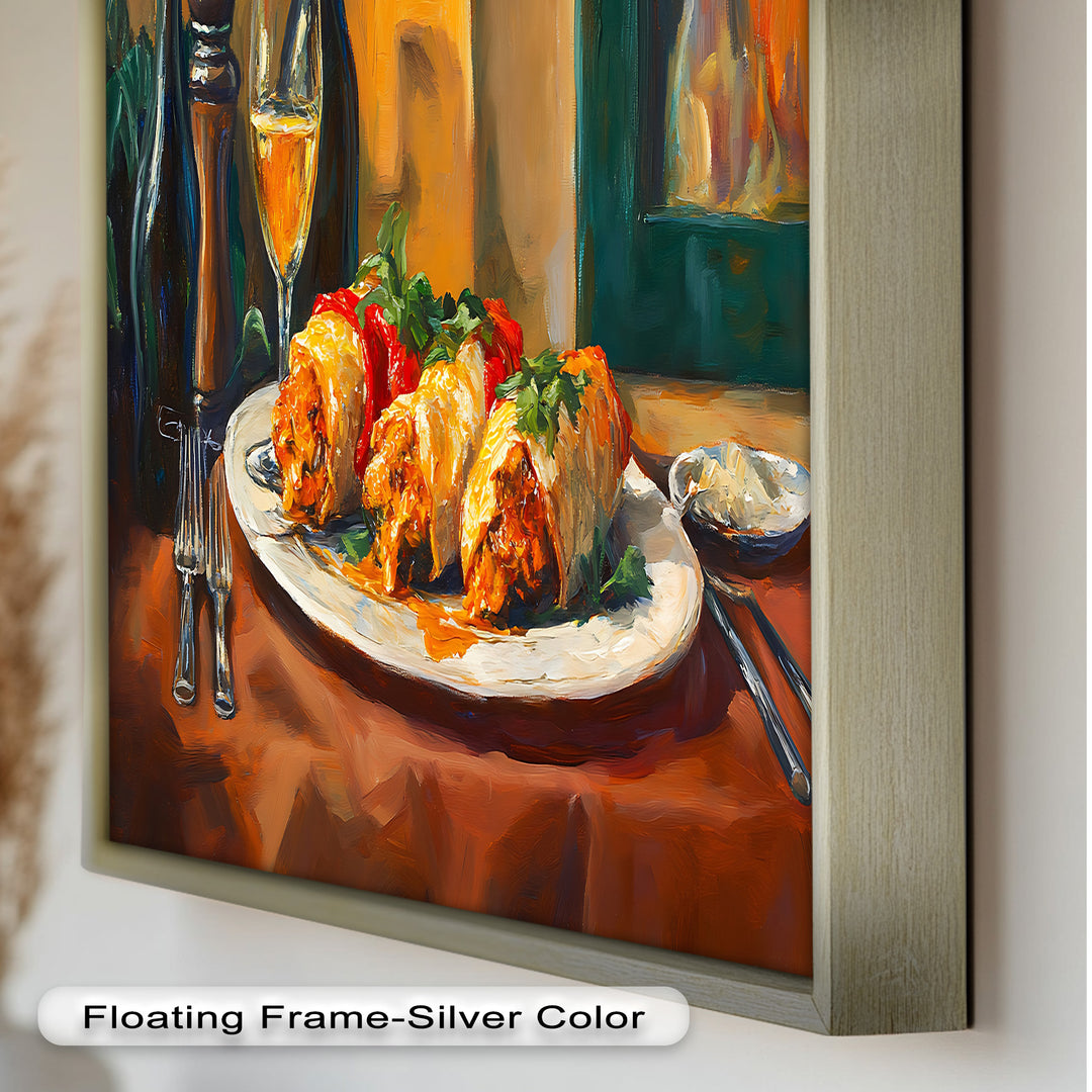 Gefüllte Paprika und Wein – Gourmet-Essszene Food Painting