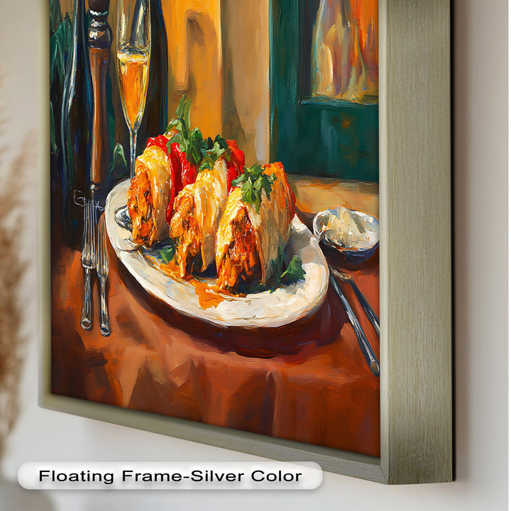 Gefüllte Paprika und Wein – Gourmet-Essszene Food Painting