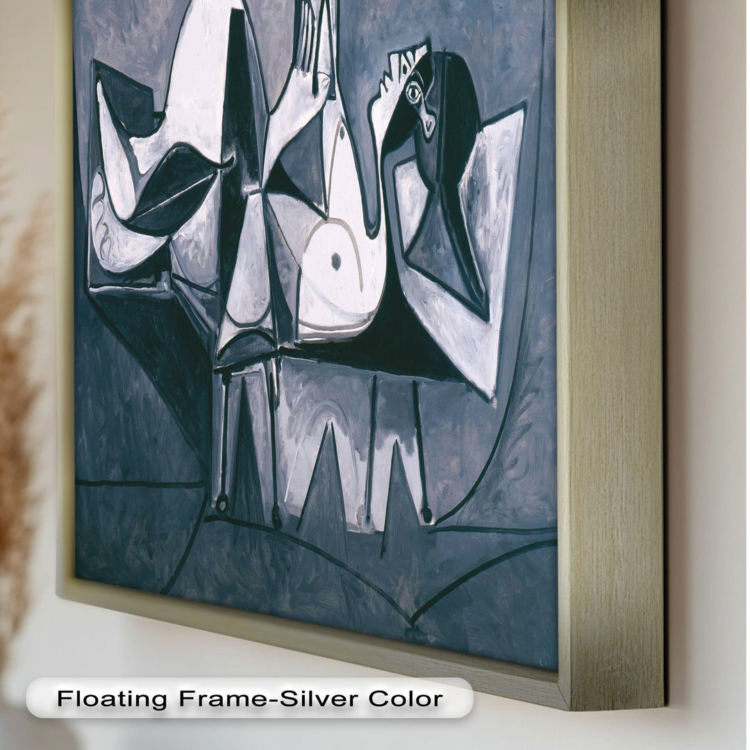 Geometry of Stillness – Monochrome Reclining Picasso Oil Painting