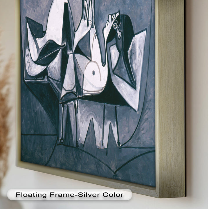 Geometry of Stillness – Monochrome Reclining Picasso Oil Painting