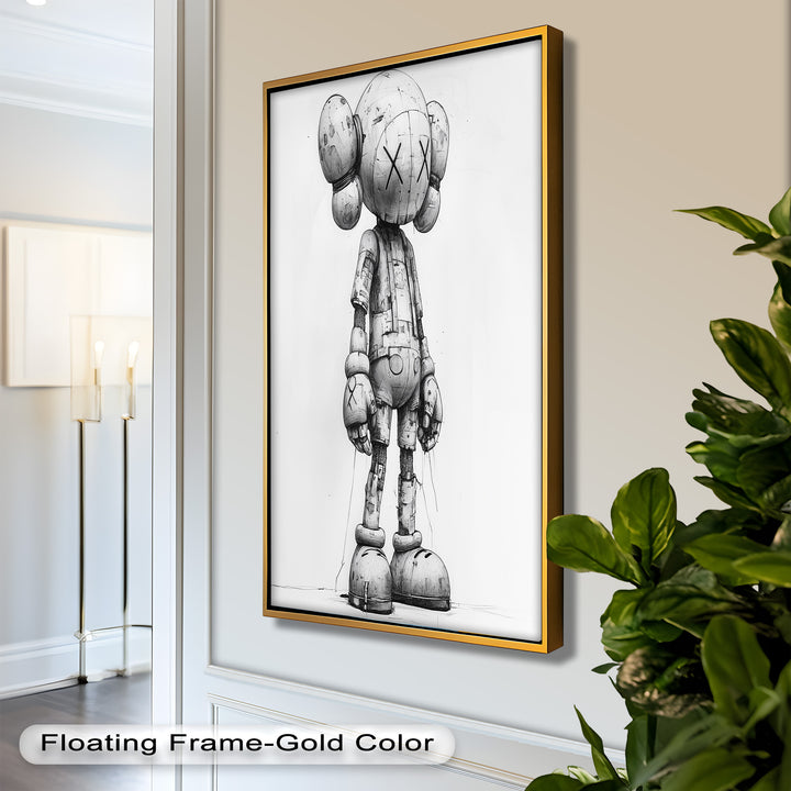 Timber Companion – Monochrome KAWS Oil Painting