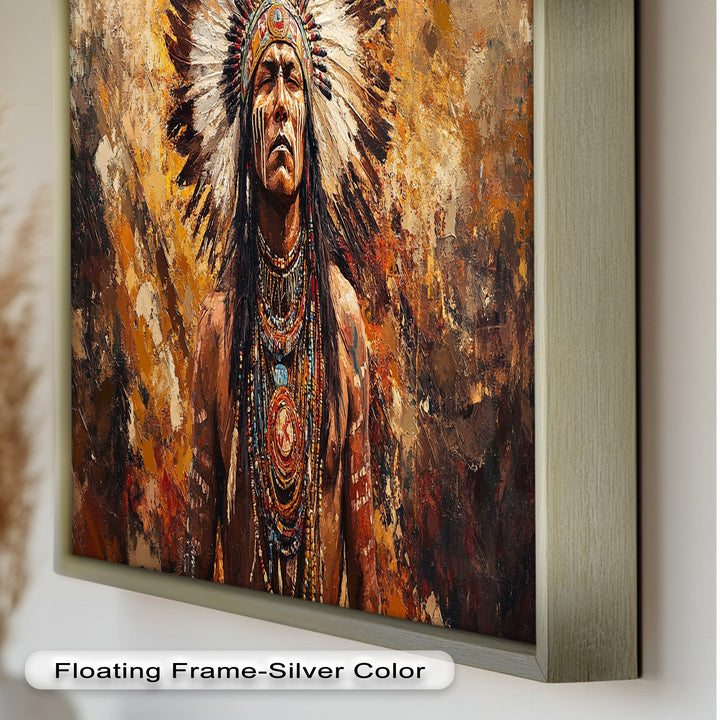Sacred Flame – Tribal Warrior Portrait Oil Painting
