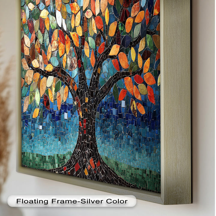 Mosaikbaum-Strahlung – Buntglas-Ölgemälde