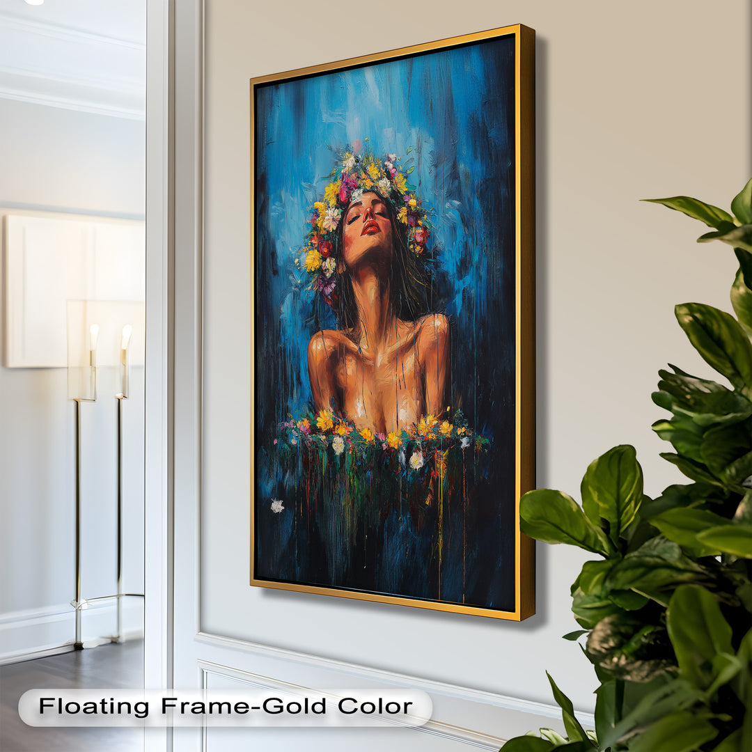 Floral Reverie – Ethereal Woman with Flower Crown Oil Painting
