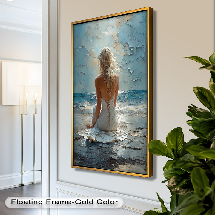 Whispers of the Tide – Serene Ocean Abstract Oil Painting