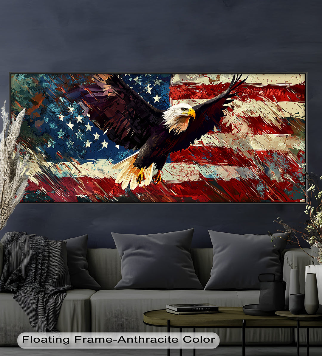 Soaring Freedom – Patriotic Eagle Oil Painting