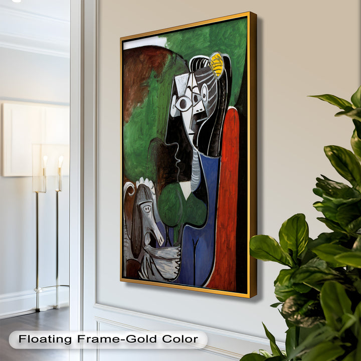 Lady with Poodle – Surreal Cubist Portrait Picasso Oil Painting