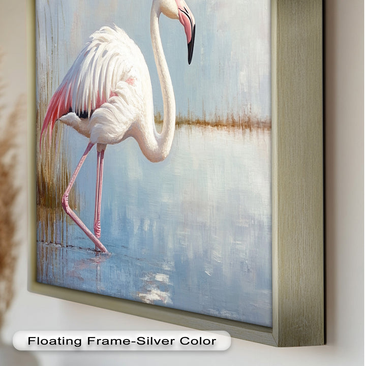 Graceful Flamingo in Shallow Water – Animal Oil Painting
