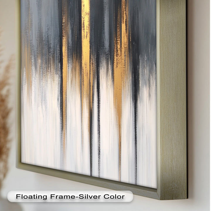 Modern Grey & Gold Abstract – Framed Oil Painting