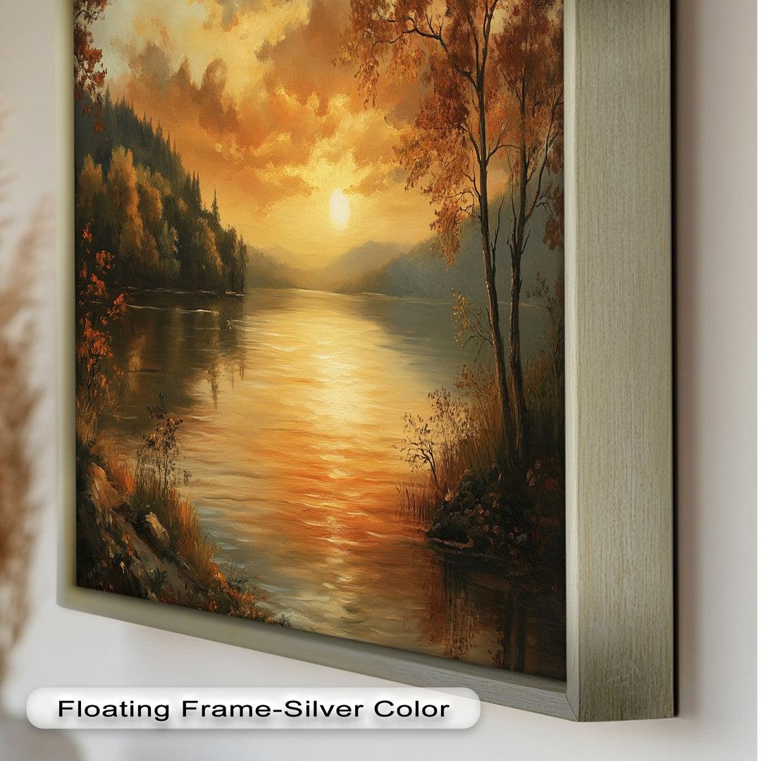 Golden Lake Sunset – Herbstreflexion Hudson River Ölgemälde