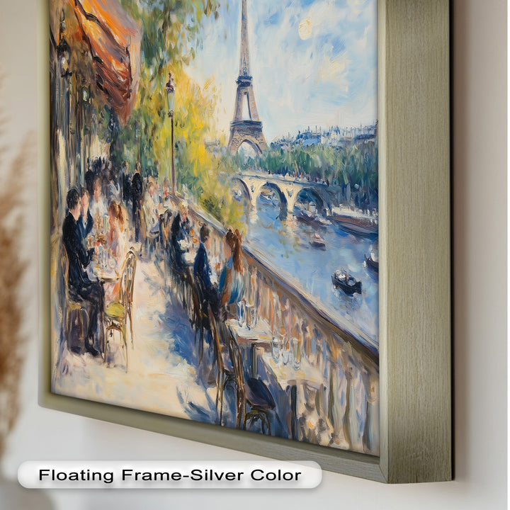 Eiffel Café Serenity – Parisian Terrace with River View Oil Painting