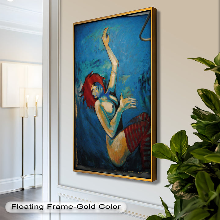 Descent in Blue – Expressionist Female Nude Picasso Oil Painting