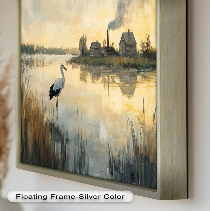 Stork at Dusk – Animal Oil Painting