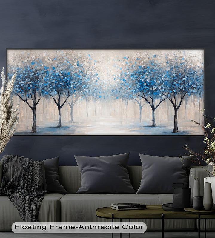 Blue Blossom Trees Wall Art – Floral Oil Painting