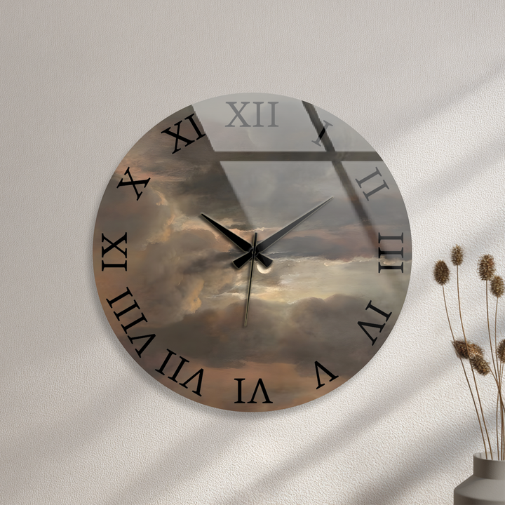 Storm Clouds Glass Wall Clock – Moody Sky Wall Decor