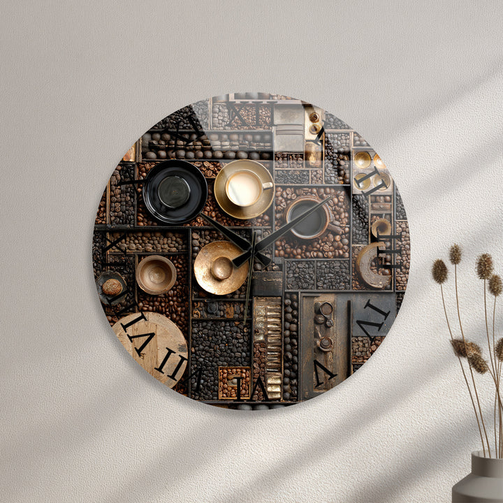 Kaffeebohnen-Glas-Wanduhr – rustikale Kaffee-Bar-Dekoration