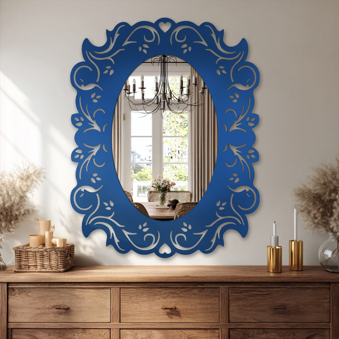Chiave greca rotonda decorativa Specchio da Parete – Decorazione da parete con specchio classico moderno