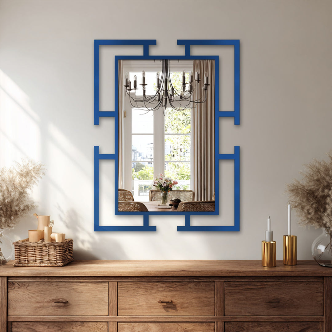stepped open frame wall mirror