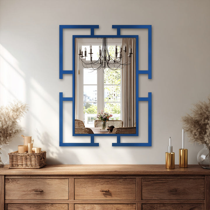 stepped open frame wall mirror
