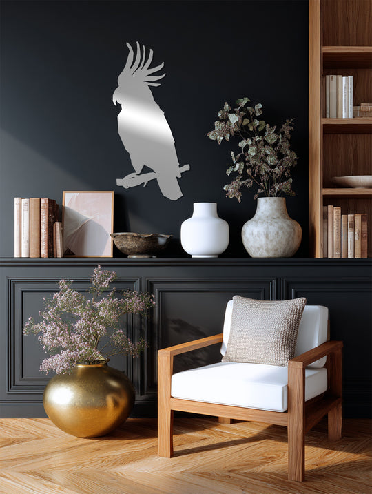 Crafted from durable metal, this parrot silhouette offers striking lines and lasting quality in this piece of metal wall decor, showcasing the artful silhouette.