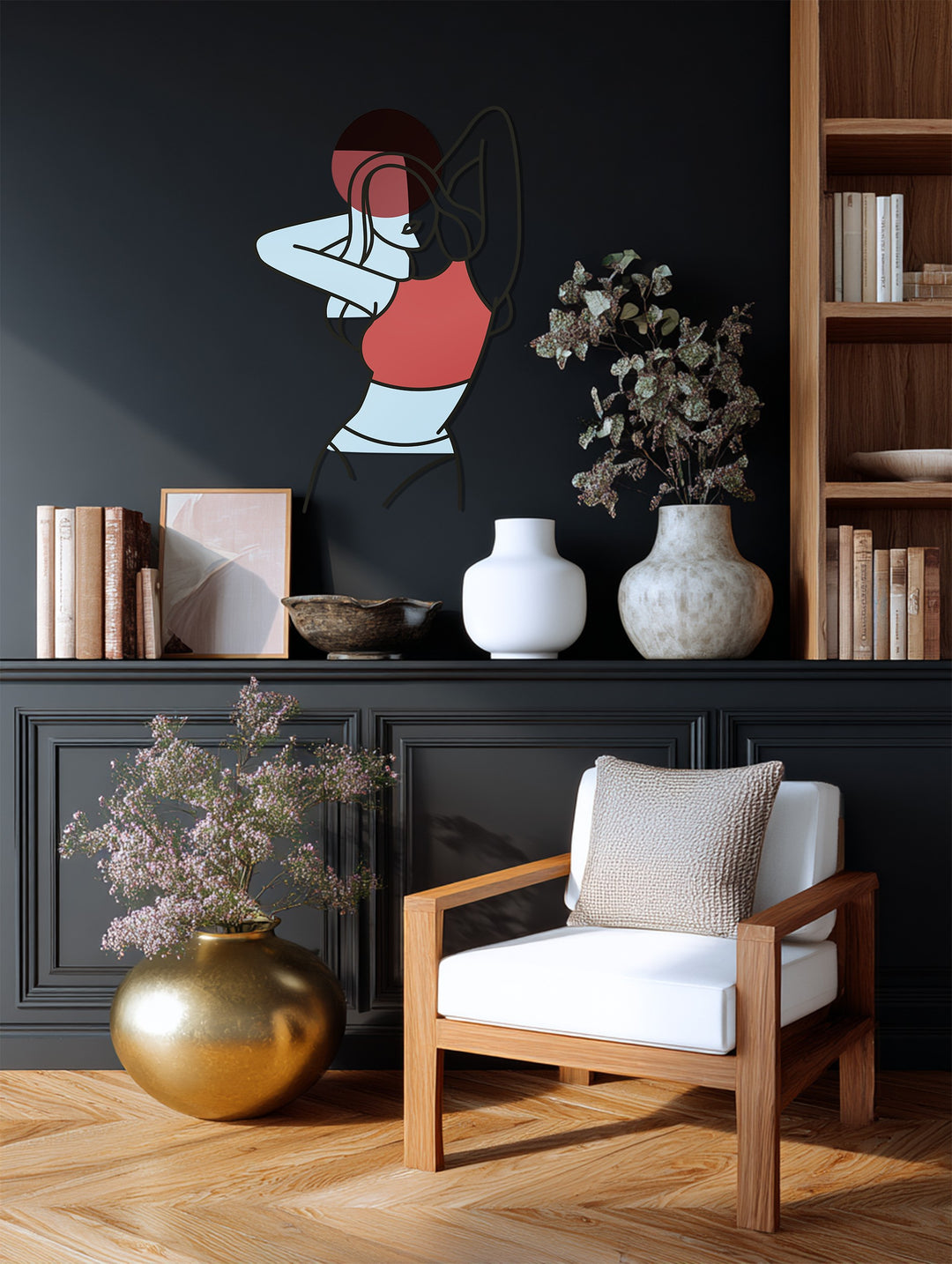 Abstract Woman Silhouette Metal Wall Art – Modern Minimalist Home Decor