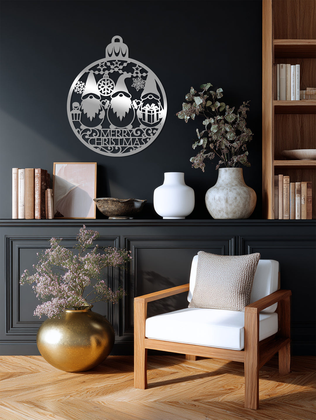 بهجة عيد الميلاد - عائلة الأقزام فن جداري معدني