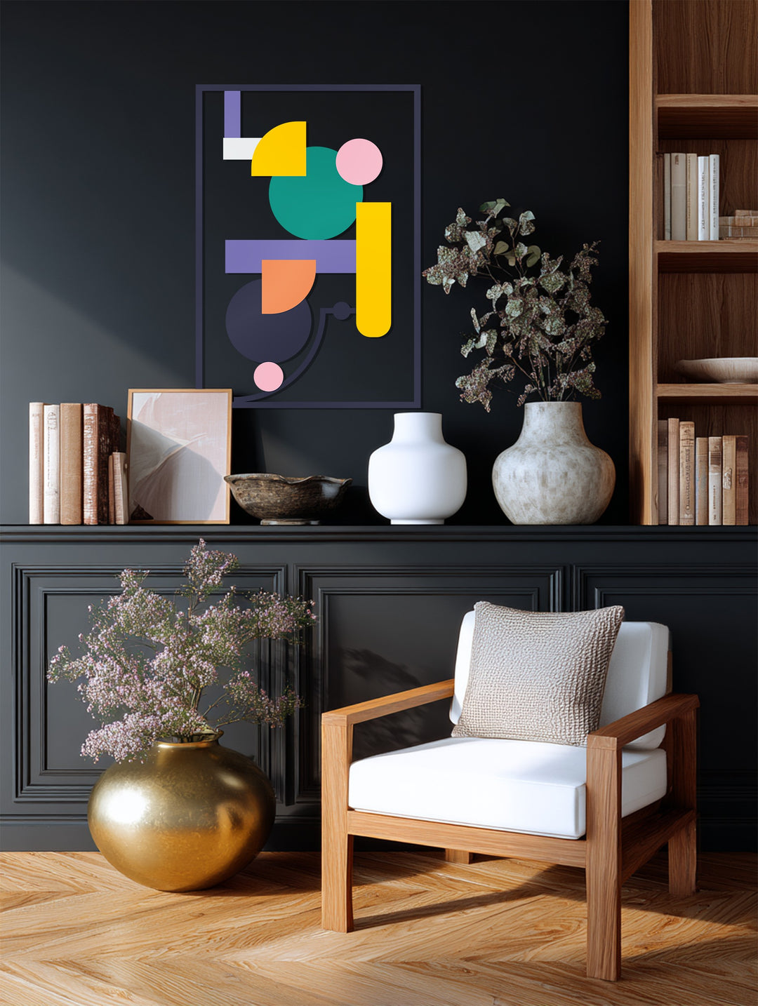 Geometric Balance Metal Wall Art – Modern Abstract Colorful Decor