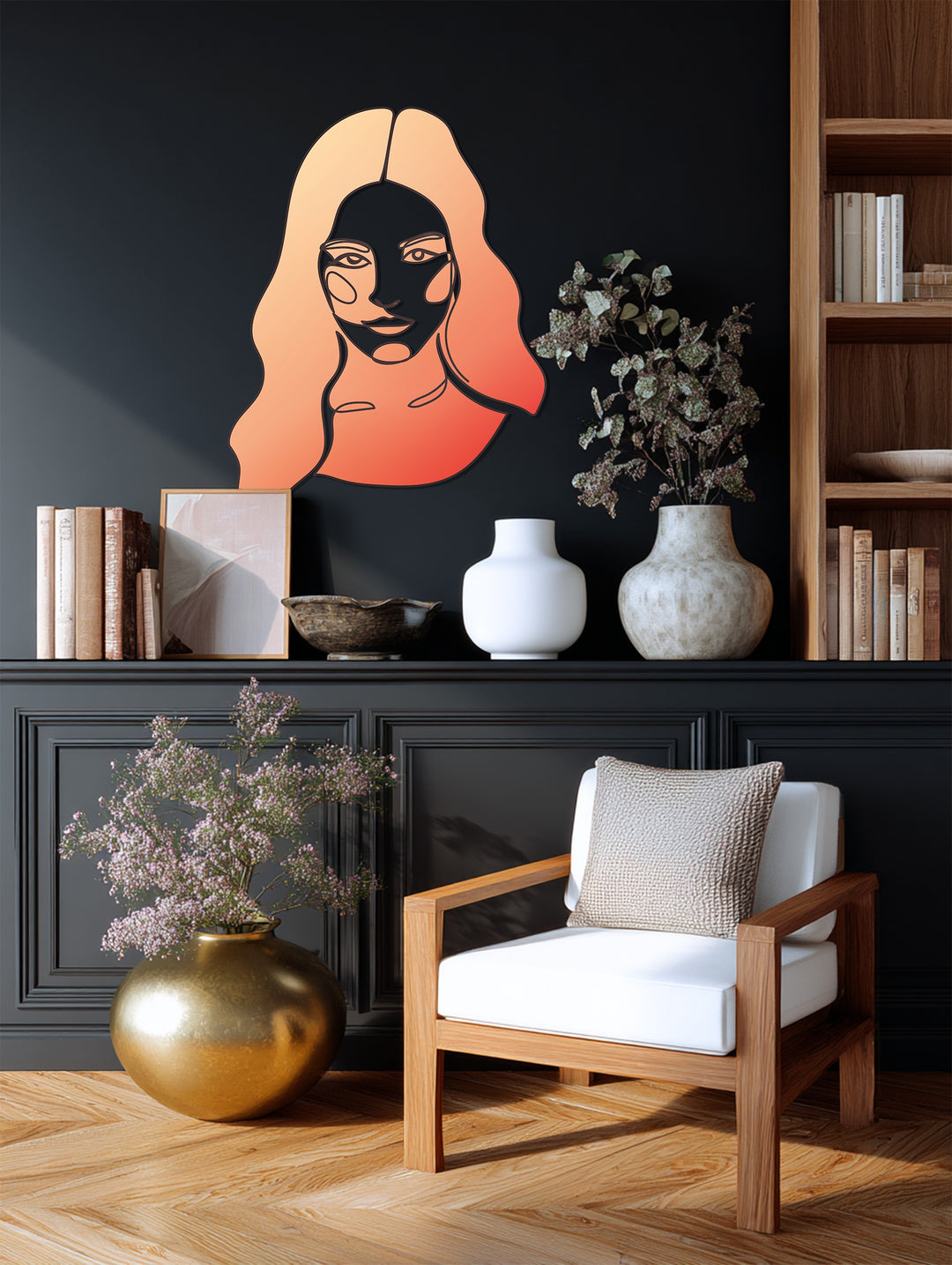 Abstract Woman Line Art Metal Wall Art – Modern Minimal Decor