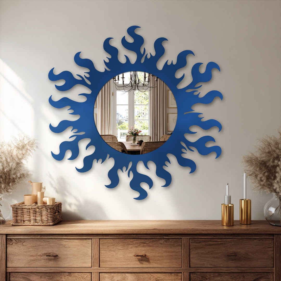 Decorative round wall mirror for entryway