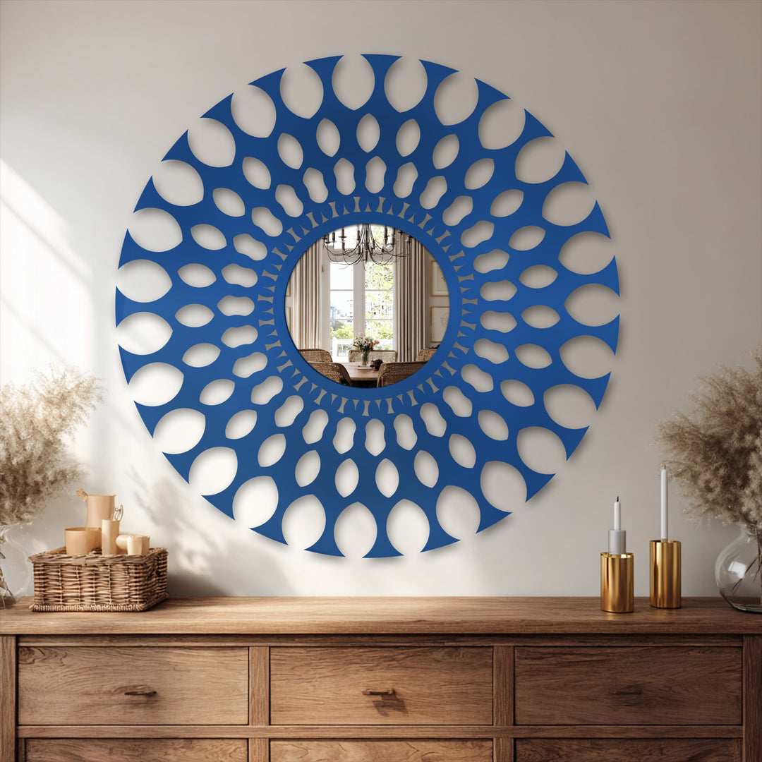 Radiant Pattern Round Decorative Wall Mirror – Modern Artistic Mirror Wall Decor