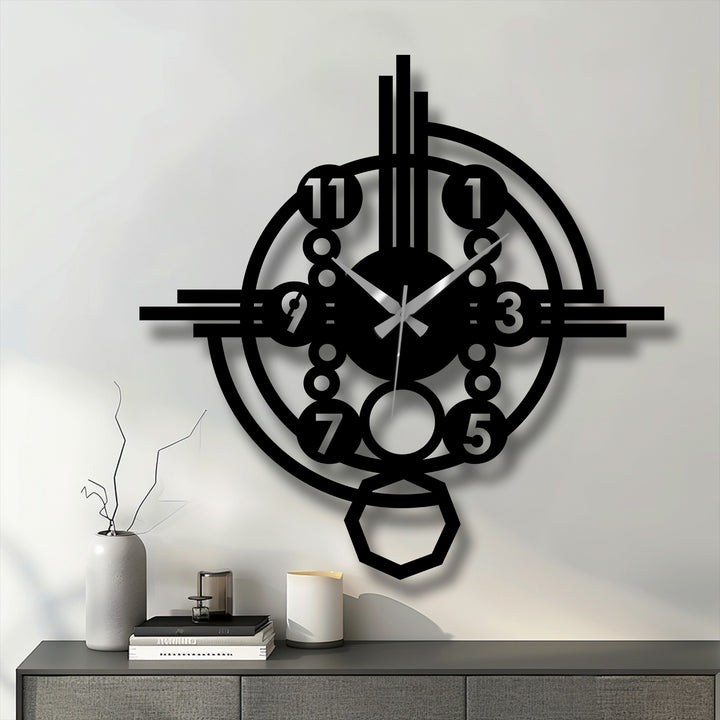 Displaying the realistic detail of the crafted metal, this unique metal wall art clock showcases an industrial gear style with precisely cut numbers and silver hands on a clean white wall.