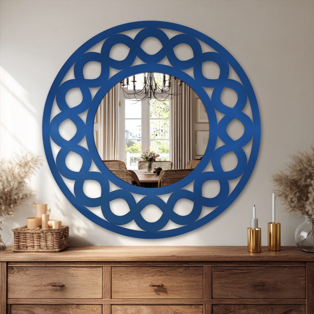 Infinity Loop Round Decorative Wall Mirror – Modern Patterned Mirror Wall Decor