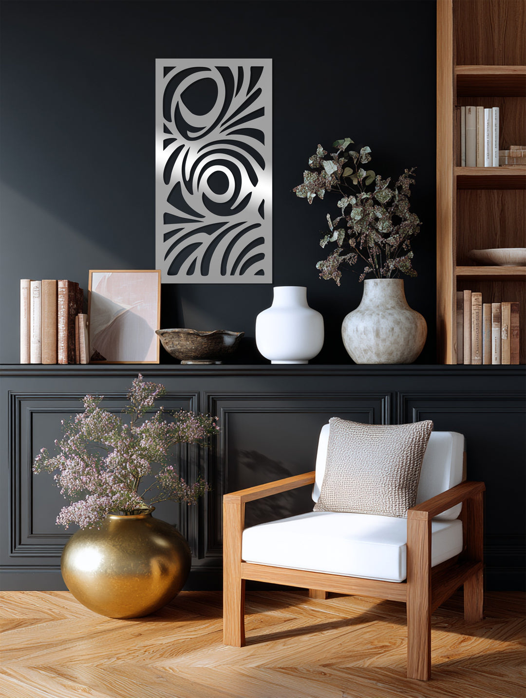 Abstract Swirl Metal Wall Art – Black Modern Wall Sculpture