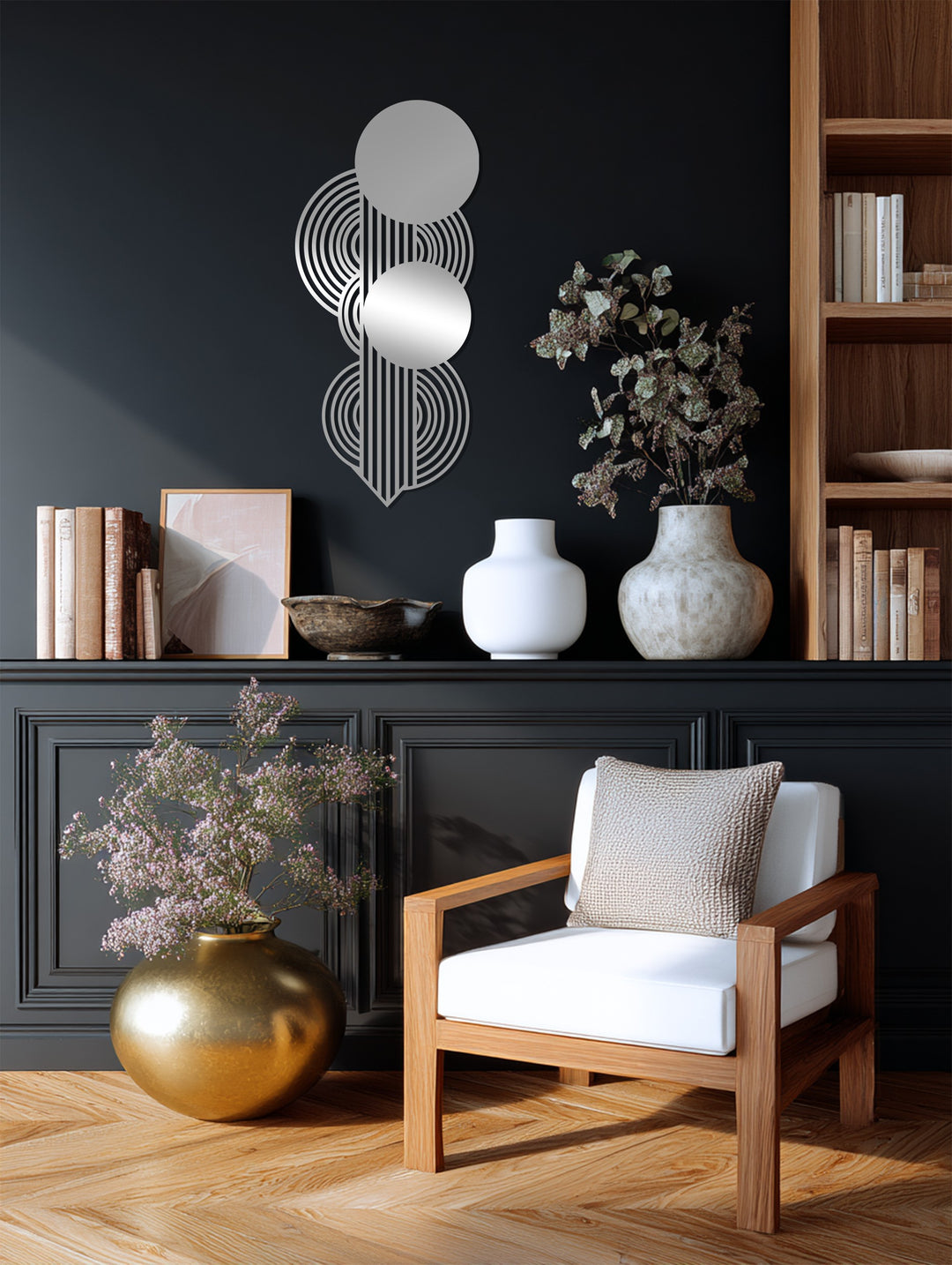 Geometric Circles Metal Wall Art – Black Modern Wall Sculpture