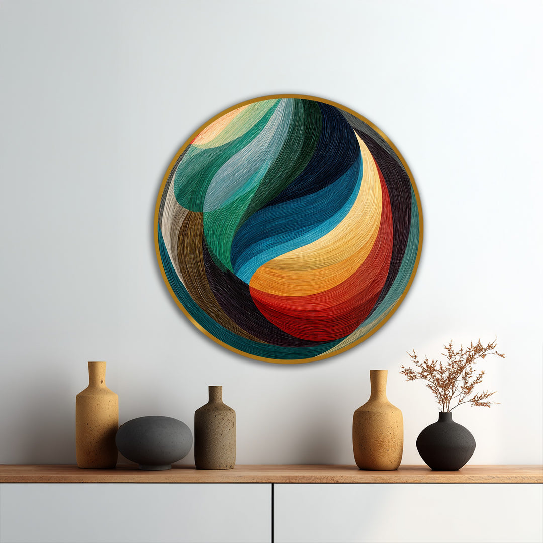 Flux chromatique–Rond abstrait moderne Tableau Peinture à l’huile