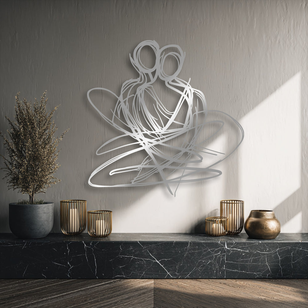 The flowing, intertwined lines of the abstract couple metal wall art create a dynamic sense of movement, forming an elegant decoration wall art.
