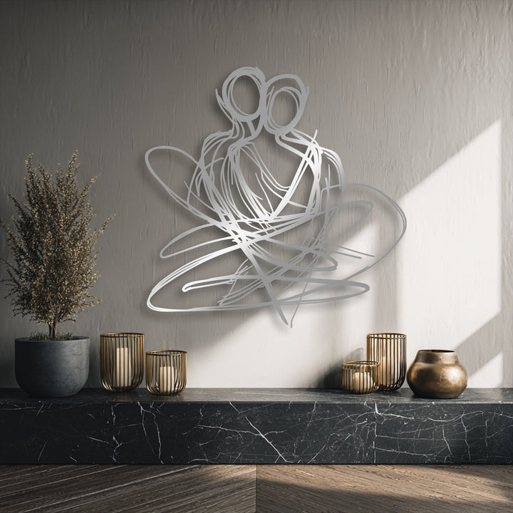 The flowing, intertwined lines of the abstract couple metal wall art create a dynamic sense of movement, forming an elegant decoration wall art.