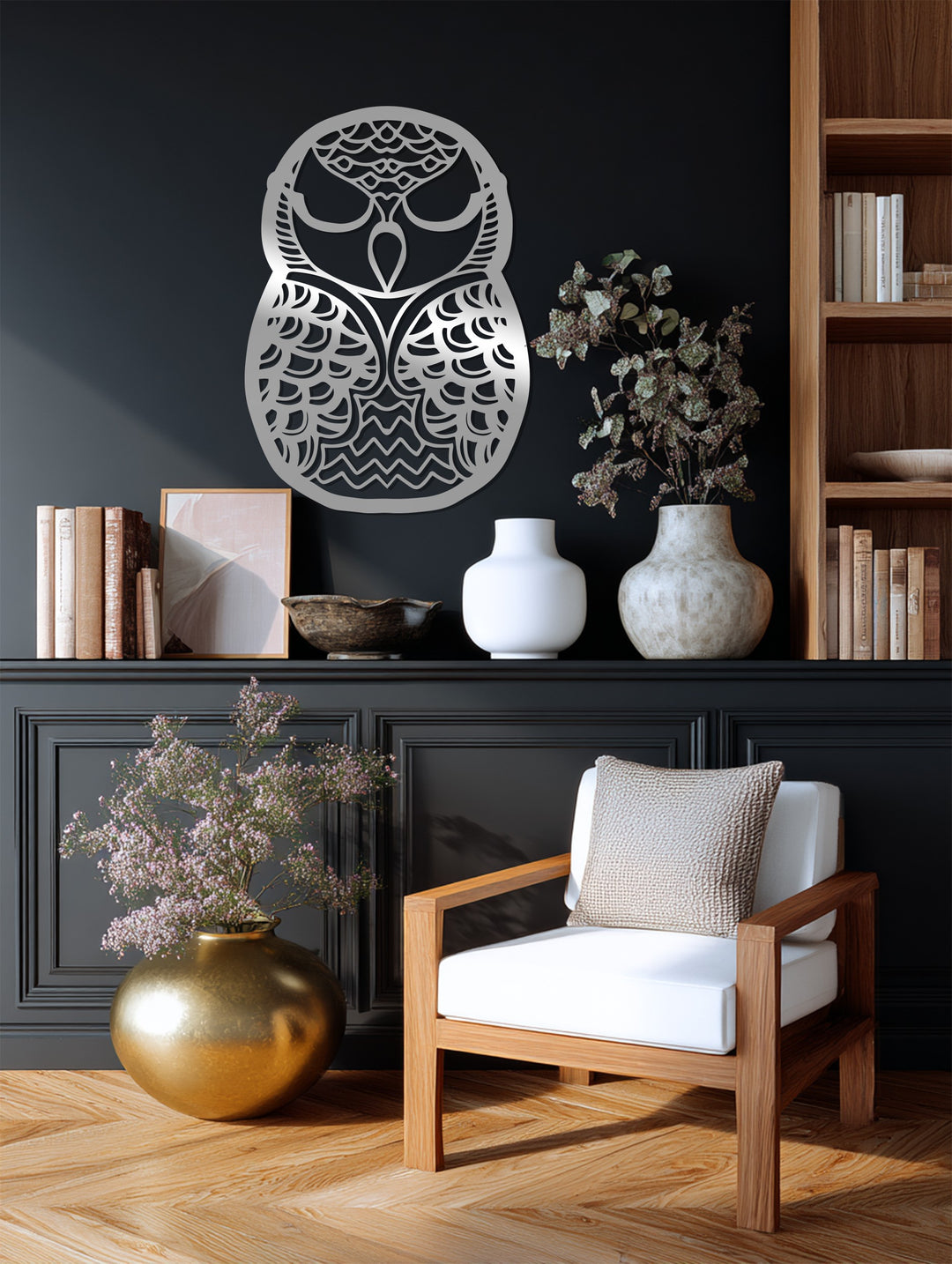 Modern owl metal wall decoration
