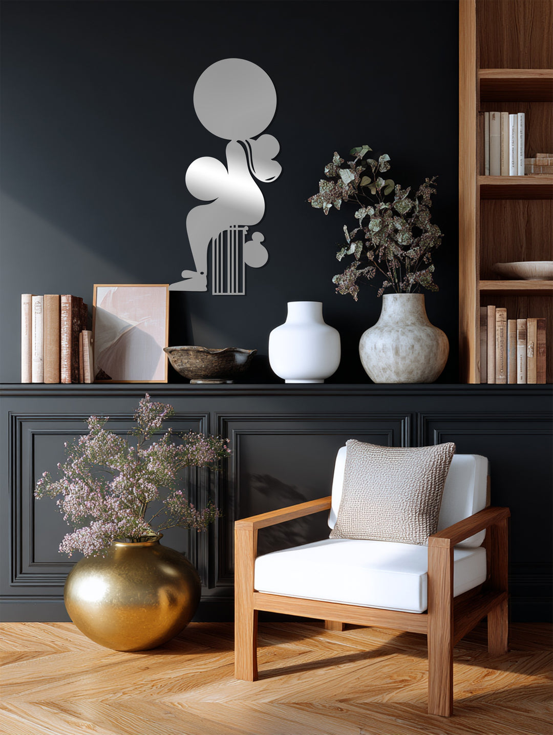 Sitting Woman Silhouette Metal Wall Art – Black Wall Sculpture
