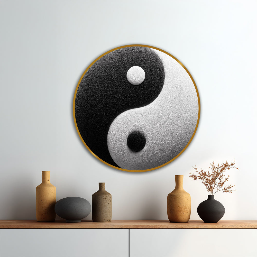 Depicting the darkest area of the Eternal Balance – Yin Yang round oil painting, this modern oil painting art represents the contrast in minimalist balance.
