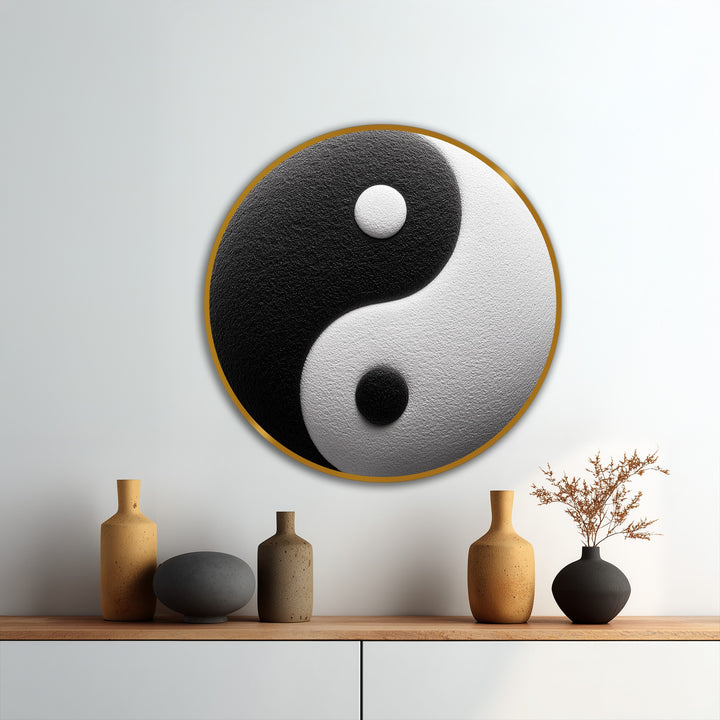 Depicting the darkest area of the Eternal Balance – Yin Yang round oil painting, this modern oil painting art represents the contrast in minimalist balance.